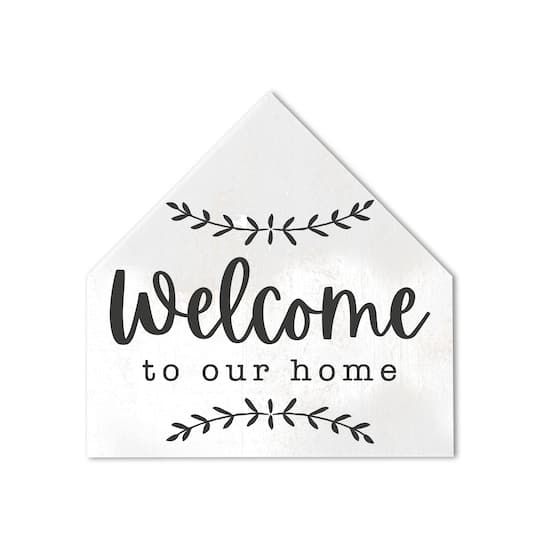 Welcome To Our Home House Shaped Hanging Canvas